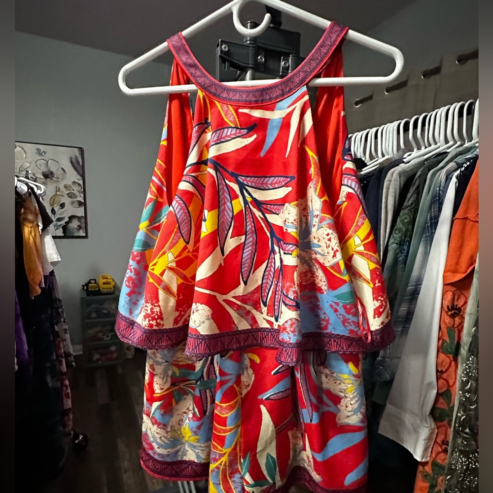 Flying Tomato Red and Multicolor Halter skort set